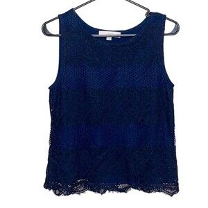 Women’s Ann Taylor Loft Navy Sleeveless Blouse workwear business casual spring